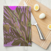 カラフルかわいらし春の花+名前をカスタムする キッチンタオル (四つ折り)