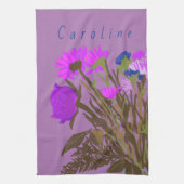カラフルかわいらし春の花+名前をカスタムする キッチンタオル (縦)