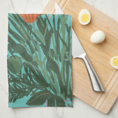 カラフルかわいらし春の花+名前をカスタムする キッチンタオル (四つ折り)