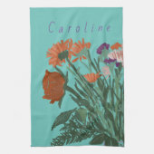 カラフルかわいらし春の花+名前をカスタムする キッチンタオル (縦)