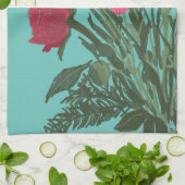 カラフルかわいらし春の花+名前をカスタムする キッチンタオル (折り畳み)