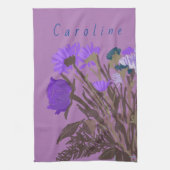 カラフルかわいらし春の花+名前をカスタムする キッチンタオル (縦)