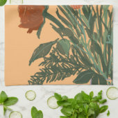 カラフルかわいらし春の花+名前をカスタムする キッチンタオル (折り畳み)