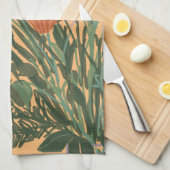 カラフルかわいらし春の花+名前をカスタムする キッチンタオル (四つ折り)