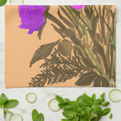 カラフルかわいらし春の花+名前をカスタムする キッチンタオル (折り畳み)