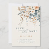 カラフルかわいらし春野の花の牧草地写真 セーブザデート (正面)