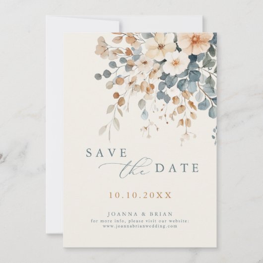 カラフルかわいらし春野の花の牧草地写真 セーブザデート (正面)