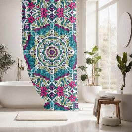 カラフルかわいらし曼荼羅の継ぎ目のないパターン シャワーカーテン