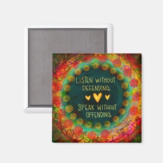 カラフルかわいらし聞引用文感動的ハート マグネット (正面/裏面)