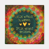 カラフルかわいらし聞引用文感動的ハート マグネット (正面)