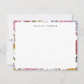 カラフルかわいらし花のフラ縁どット ノートカード (正面)