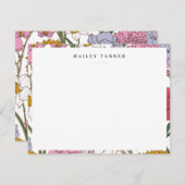 カラフルかわいらし花のフラ縁どット ノートカード (正面/裏面)