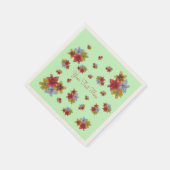 カラフルかわいらし花は赤と黄のフローラ スタンダードカクテルナプキン (角)