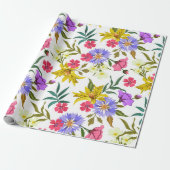 カラフルかわいらし花模様の包み紙 ラッピングペーパー (アンロールド)