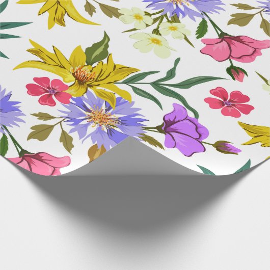 カラフルかわいらし花模様の包み紙 ラッピングペーパー (角)