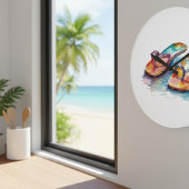 カラフルが水色でビーチに浮く ラージ壁時計