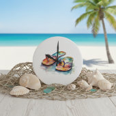 カラフルが水色でビーチに浮く ラージ壁時計