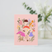 カラフルきのこ及び野草イラストレーション ポストカード (スタンド正面)