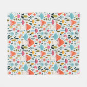 カラフルきのこ園 フリースブランケット (正面(横))