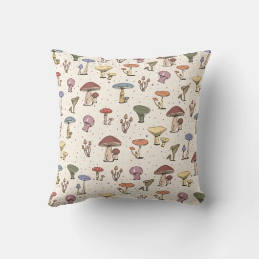 カラフルきのこ模様 クッション (裏面)