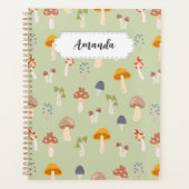 カラフルきのこ模様 – 名前をカスタムする プランナー手帳 (正面)