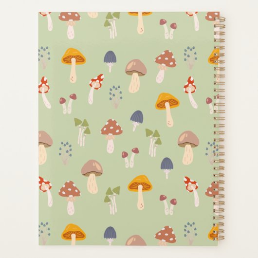 カラフルきのこ模様 – 名前をカスタムする プランナー手帳 (裏面)