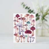 カラフルきのこ水彩イラストレーション ポストカード (スタンド正面)