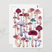 カラフルきのこ水彩イラストレーション ポストカード (正面/裏面)