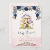カラフルきのこ花赤ちゃんシャワー 招待状 (正面/裏面)