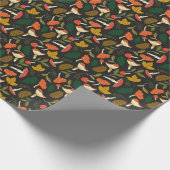 カラフルきのこ葉とのヴィンテージフルカラー。 ラッピングペーパー (角)