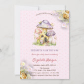 カラフルきのこ金ゴールドバラ水玉模様 招待状 (正面)