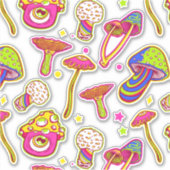 カラフルきのこ:素晴らしい魔法植物パターン シール (正面)