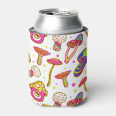 カラフルきのこ:素晴らしい魔法植物パターン 缶クーラー (缶正面)