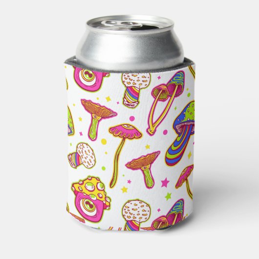 カラフルきのこ:素晴らしい魔法植物パターン 缶クーラー (缶裏面)