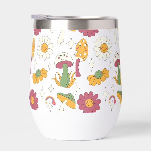 カラフルきのこ、虹、デイジー模様 (右面)