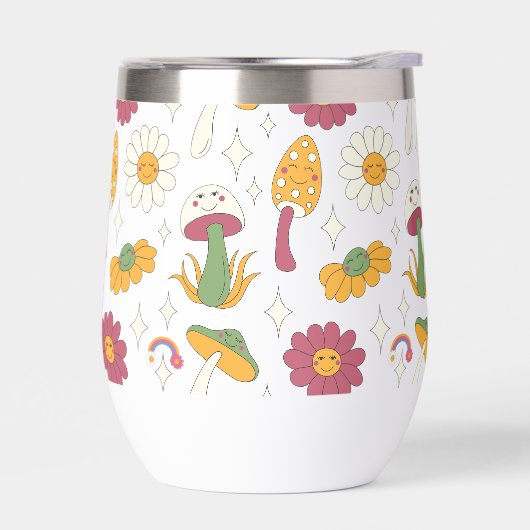 カラフルきのこ、虹、デイジー模様 (左面)