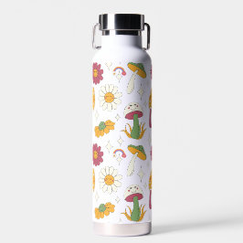 カラフルきのこ、虹、デイジー模様 ウォーターボトル