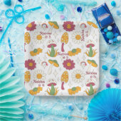 カラフルきのこ、虹、デイジー模様 ペーパープレート (パーティー)