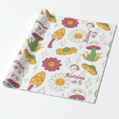 カラフルきのこ、虹、デイジー模様 ラッピングペーパー (アンロールド)