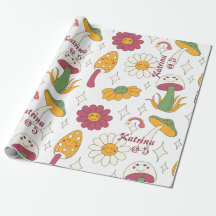 カラフルきのこ、虹、デイジー模様