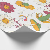 カラフルきのこ、虹、デイジー模様 ラッピングペーパー (角)