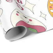 カラフルきのこ、虹、デイジー模様 ラッピングペーパー (ロールコーナー)