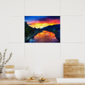 カラフルきらめくイエローストーン川景観 ポスター (キッチン)