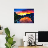 カラフルきらめくイエローストーン川景観 ポスター (ホームオフィス)