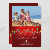 カラフルきらめくChristmas Tree Lights写真 シーズンカード (正面/裏面)