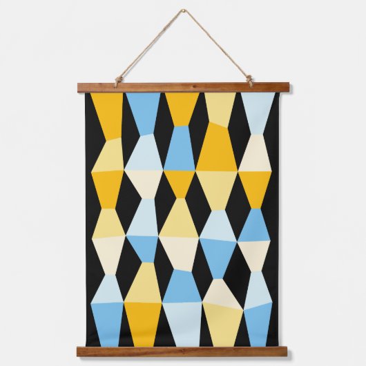 カラフルくさび161214b – 黒 吊り下げ型タペストリー (正面)