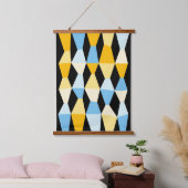 カラフルくさび161214b – 黒 吊り下げ型タペストリー (寝室)