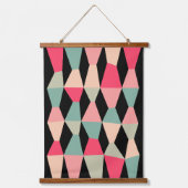 カラフルくさび161214c – 黒 吊り下げ型タペストリー (正面)