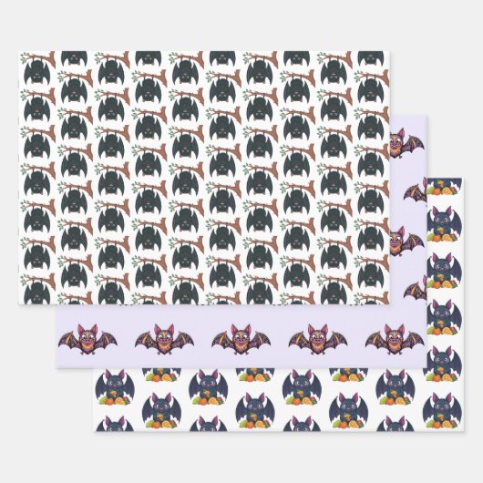 カラフルこうもり ラッピングペーパーシート (セット)