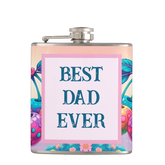 カラフルさくらんぼと最高のパパ フラスク (正面)